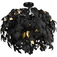 TRIO Leuchten Taklampa Leavy, dimbar, Svart, Vardagsrum / matsal, Syntetmaterial, Taklampa
