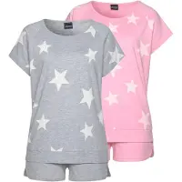 Arizona Kort pyjamas grå / rosa / vit