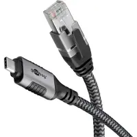 Goobay 70753, USB C, RJ-45, 7,5 m, Svart, Silver