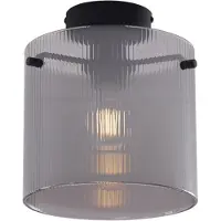 QAZQA Art Deco taklampa svart med rökglas - Laura