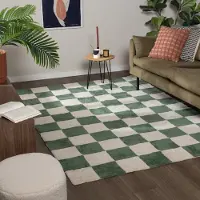 FRAAI Rutig matta | Blox grön hos Volero | 140x200 cm | Bomull | Block | Rektangulär | Låg lugg