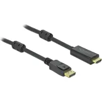 DeLOCK DisplayPort / HDMI Anslutningskabel DisplayPort-kontakt, HDMI-A-kontakt 1 m Svart 85955 guldpläterad kontakt, 4K UHD DisplayPort-kabel