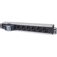 Intellinet 711432 19 tum Nätverksskåp-förgreningsdosa 1.5 U Jordat uttag med switch Aluminium, Svart