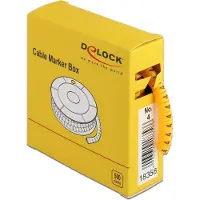 DeLOCK Cable Marker Box, No. 4 - Lednings/kabelmärkare (förtryckt) - gul (paket om 500)