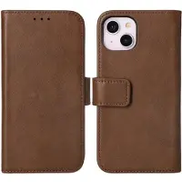 Rvelon iPhone 14 Plus Plånboksfodral Läder Rvelon - Brun Brun