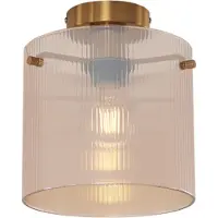 QAZQA Art Deco taklampa mässing med bärnstensfärgat glas - Laura