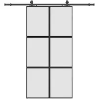 vidaXL Skjutdörr med beslag svart 102,5x205 cm härdat glas
