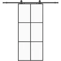 vidaXL Skjutdörr med beslag svart 90x205 cm ESG-glas