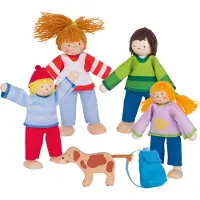 Goki 51863 Flexibla Dockor Camping Familj, Flerfärgad