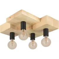 Eglo HALKIN loftlampa i FSC-godkänt trä och svart, 4L