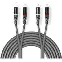Nedis Stereoljudkabel | 2x RCA Hane | 2x RCA Hane | Nickelplaterad | 1.50 m | Rund | Mörkgrå | Kartonghylsa