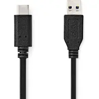 Nedis USB-kabel | USB 3.2 Gen 2 | USB-A Hane | USB-C(tm) Hane | 60 W | 10 Gbps | Nickelplaterad | 1.00 m | Rund | PVC | Svart | Label