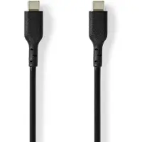 Nedis USB-kabel | USB 2.0 | USB-C(tm) Hane | USB-C(tm) Hane | 240 W | 480 Mbps | Nickelplaterad | 2.00 m | Rund | PVC | Svart | Label