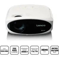 Lenco Full HD 1080P LCD-projektor med Bluetooth Vit