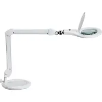 MAUL MAULmakro LED-arbetslampa, vit, 46 cm, stativ, Vitt / opal, Arbetsrum / kontor, Syntetmaterial, Modern, Förstoringslampor