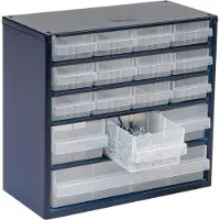 Raaco 616-123 Smådelsmagasin (L x B x H) 306 x 306 x 283 mm Antal fack: 16 rörlig underavdelning Piece Innehåll 1 st