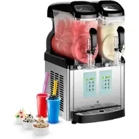Royal Catering Slushmaskin - 2 x 8 liter - LED - Glassfunktion -