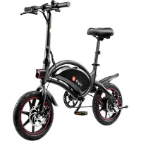 DYU 14 hopfällbar elcykel för vuxna tonåringar, 250W 36V 10Ah, pedalhjälp, Commuter Cruiser hopfällbar E-cykel 14" svart