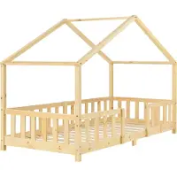 En.casa Juniorsäng Treviolo hussäng med sängskydd 200x90cm furu []