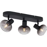 QAZQA Rund takspotlight svart med rökglas 3-ljus - Teddy