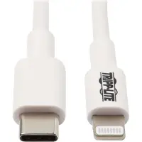 Eaton Tripp Lite Series USB-C to Lightning Sync/Charge Cable (M/M), MFi Certified, White, 3 ft. (0.9 m) - USB-kabel - USB-C (hane) till Lightning (hane) - USB 2.0 - 20 V - 3 A - 90 cm - vit