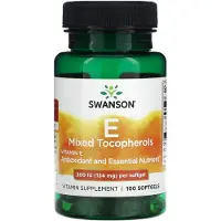 Swanson Health Vitamin E Blandade Tokoferoler, 200 IE (134 mg), 100 Mjuka kapslar