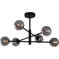 QAZQA Modern taklampa svart med rökglas 6-ljus - Ryan