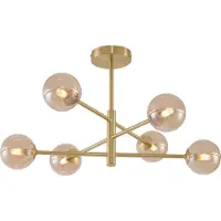 QAZQA Modern taklampa mässing med bärnstensfärgat glas 6-ljus - Ryan