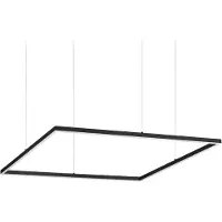 Ideal Lux Pendellampa Oracle Slim Square, Svart, Vardagsrum / matsal, Aluminium / grå / zink, Modern