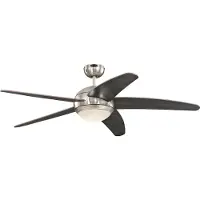 WESTINGHOUSE LED-takfläkt Bendan, krom/trä, tystgående dimbar, Mörkt trä, Vardagsrum / matsal, Trä, Modern