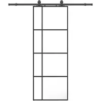 vidaXL Skjutdörr med beslag svart 76x205 cm ESG-glas