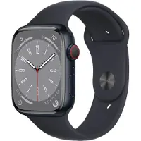 Apple Watch Series 8 (GPS + Cellular) - 45 mm - midnattsaluminium - smart klocka med sportband - fluoroelastomer - midnatt - bandstorlek: standard - 32 GB - Wi-Fi, LTE, Bluetooth, UWB - 4G - 38.8 g