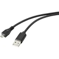 Renkforce USB-kabel USB 2.0 USB-A kontakt, USB-Micro-B-kontakt 2.00 m Svart Med antimikrobiell yta RF-4716836