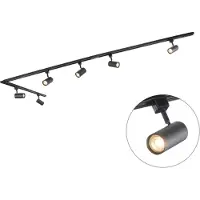 QAZQA Modernt skensystem med 6 spotlights svart 1-fas 286 cm - Iconic Jeana