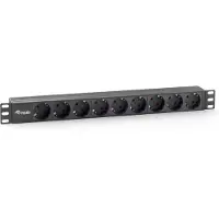 Equip 333282, 1U, horisontell, Plast, Svart, 9 AC-utgångar, 1,8 m