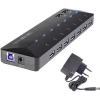 Renkforce 7 Port USB-hubb med snabb-laddning, med status-LED Svart