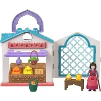 Mattel Disney Wish Mikro Dockset, Dahlias Rosas Marknadsplats med Dahlia Docka, Stjärna och 9 Tillbehör