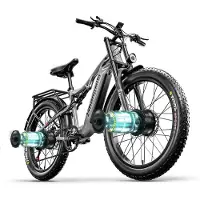 Shengmilo S600 Elektrisk Mountainbike 2000W Dubbelmotor, 48V Batteri, 26 Feta Däck, Hydrauliska Bromsar, 45km/h Terräng & Pendling Elcykel grå