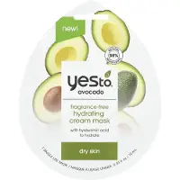 Yes To , Hydrating Cream Beauty Mask, Avocado, Dry Skin, Fragrance-Free, 1 Sheet Mask, 0.33 fl oz (10 ml) beige