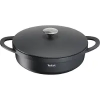 Tefal Trattoria E21872, Rund, Svart, Aluminium, Titanium Extra, Löstagbar, Keramiska, gas, halogen, Induktion, Gjutjärnsplattor