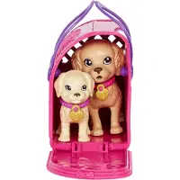 Barbie Hundadoptionsdocka & Tillbehörsset med Färgändring, 2 Husdjur, Väska & 10 Tillbehör