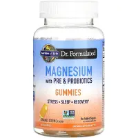 Garden of life , Magnesium med Pre- och Probiotika Gummies, Orange Crème, 60 Gummies
