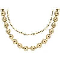 Fossil två kedjor guldfärgat halsband JA7248710