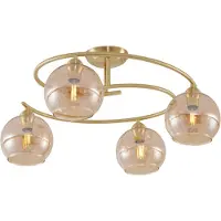 QAZQA Modern taklampa mässing med bärnstensfärgat glas 4-ljus - Alanis