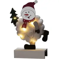 Konstsmide Snögubbe Juldekoration i trä & bomull 6 LED 2xAA