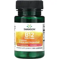 Swanson Health , Vitamin B12 med Folsyra, Hallon, 1 000 mcg, 100 Löngonger