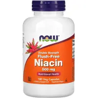 Now Foods, Niacin, Anti-Redness, Double Strength, 500 mg, 180 Veggie Capsules