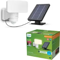 Philips LED-solcellspotlampa Tylus, vit, 3 000 K, sensor Tylus, Vitt / opal, Syntetmaterial, Solcellslampa utomhus