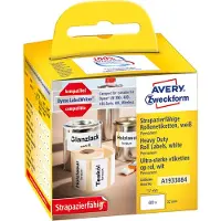Avery A1933084, Vit, Rundad rektangel, Permanent, Svart på vitt, Rolle, Folie