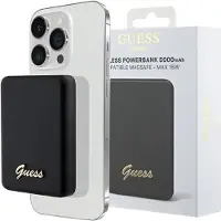 GUESS MagSafe Metal Script Logo induktion powerbank 5W 3000mAh - svart